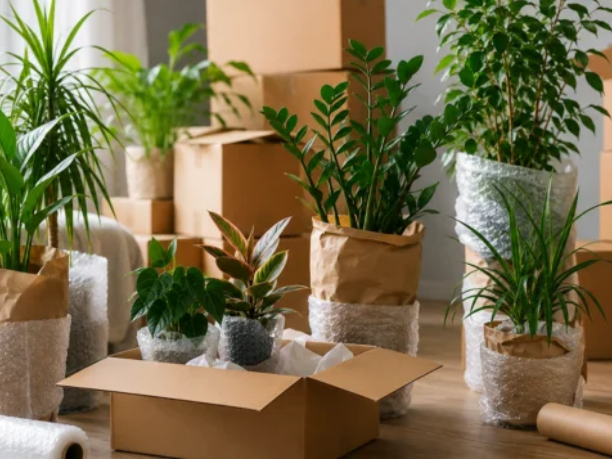 How to pack plants for moving