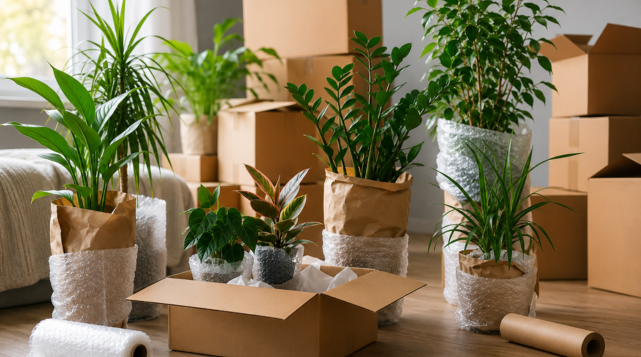 How to pack plants for moving
