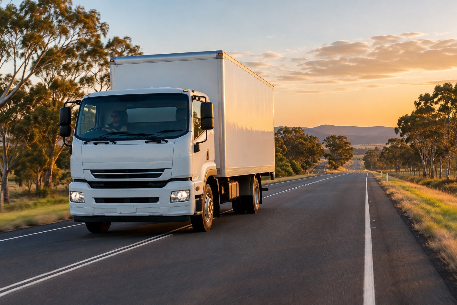 Removalist truck loaded for an interstate move travelling along an Australian highway